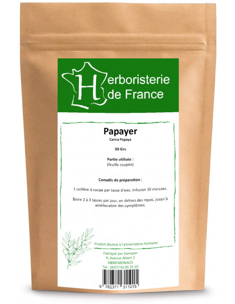 Herboristerie De France Tisane Papayer Feuille 30g digestion des protéines Abcbeauté