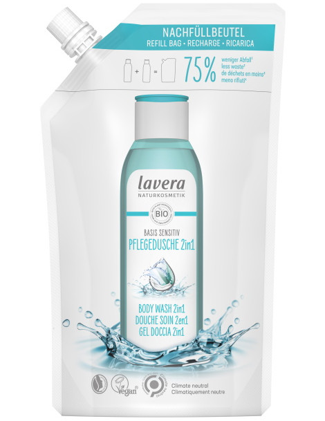 Recharge Gel Douche Soin 2en1 basis sensitiv 500ml Lavera économique et écologique Abcbeauté