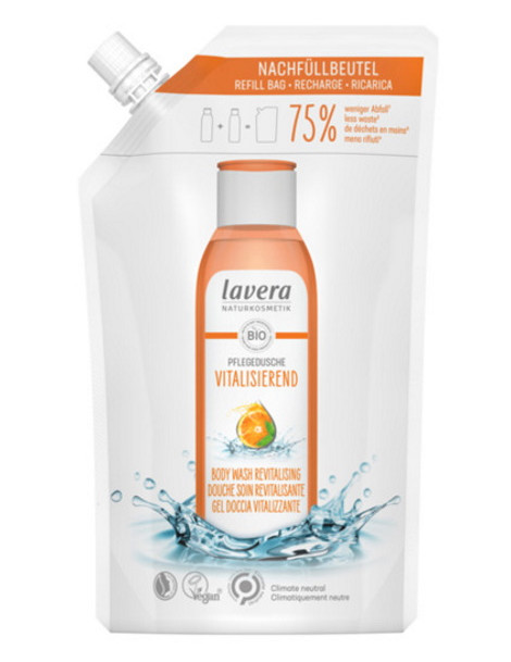 Recharge Douche soin revitalisante Orange Menthe 500 ml Lavera high vitality Abcbeauté