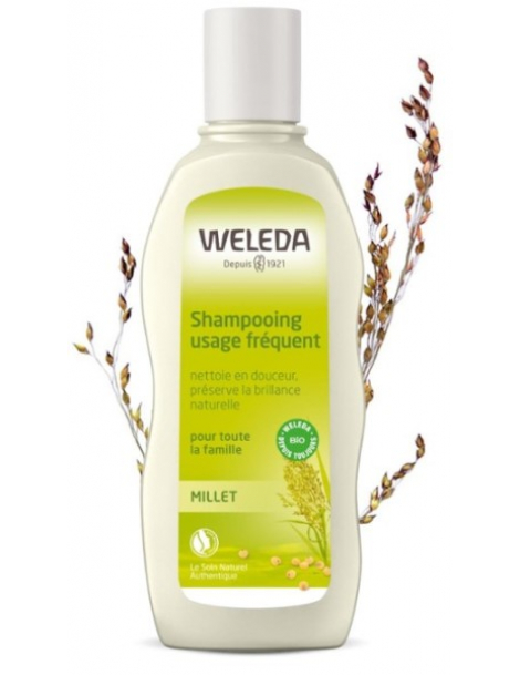 Shampoing usage fréquent Millet pour toute la famille 190ml Weleda soyeux et cheveux brillants Abcbeauté
