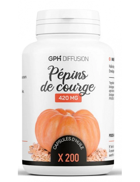 Huile de Pépins de Courge bio 420mg 200 capsules GPH Diffusion confort urinaire Abcbeauté
