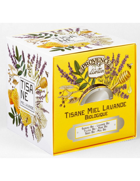 Tisane Miel Lavande bio 24 sachets recharge carton Provence d'Antan plénitude et senteurs de provence Abcbeauté