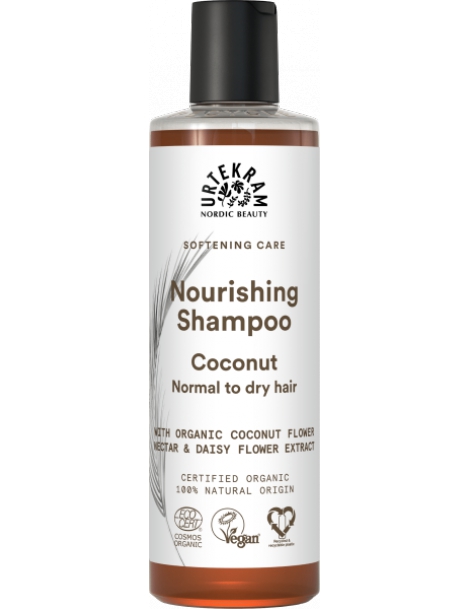 Shampoing hydratant à la Noix de Coco cheveux normaux 250 ml Urtekram aloe vera coco paquerette Abcbeauté
