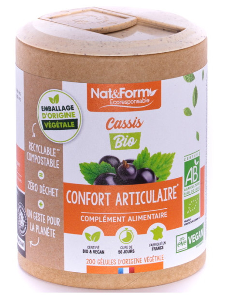 Cassis Bio 200 gélules Nat et Form feuilles de ribes nigrum articulaire Abcbeauté