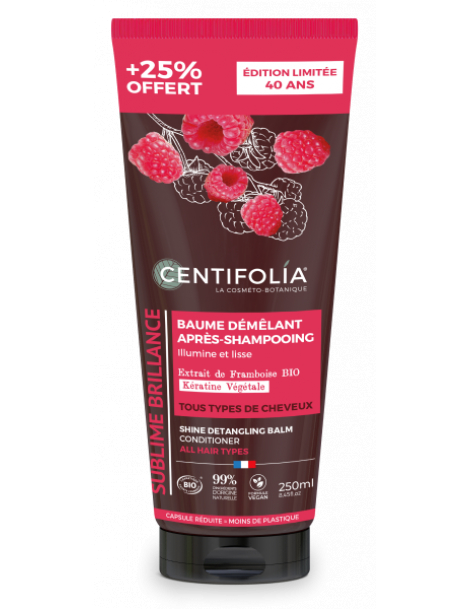 Baume démêlant Brillance après shampooing 200 ml Centifolia extrait aqueux de framboise Abcbeauté