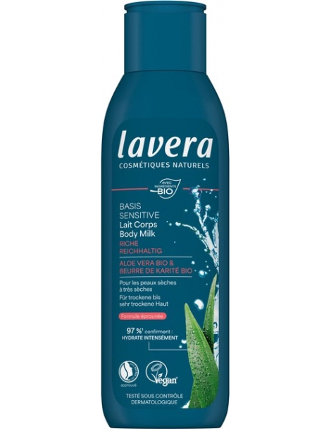 Lait Crème Riche Basis Sensitiv 250 ml Lavera hydratation nutrition action anti irritations Abcbeauté