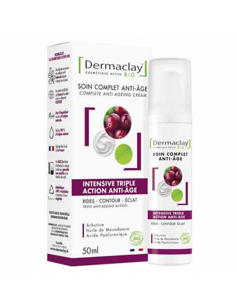 Soin complet intensive triple action anti âge 50ml Dermaclay arbutine acide hyaluronique macadamia Abcbeauté