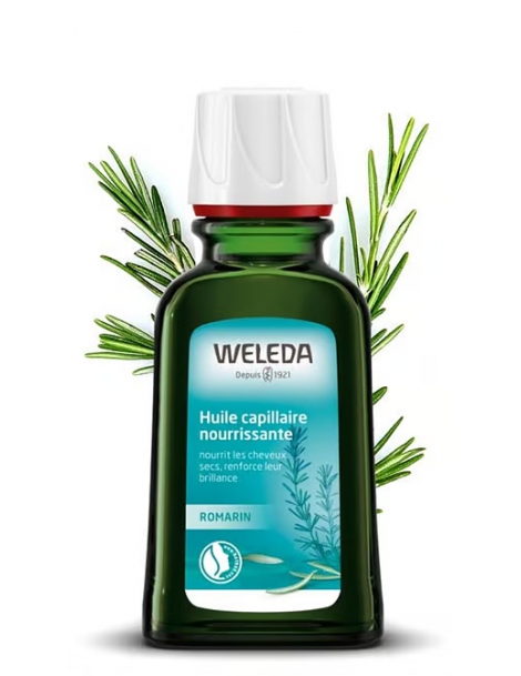 Huile capillaire nourrissante au Romarin cheveux secs abîmés 50ml Weleda bardane arachide romarin Abcbeauté soin cheveux