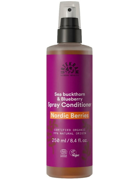 Demêlant spray Nordic berries 250 ml Urtekram aloe vera baies nordiques sans rinçage Abcbeauté