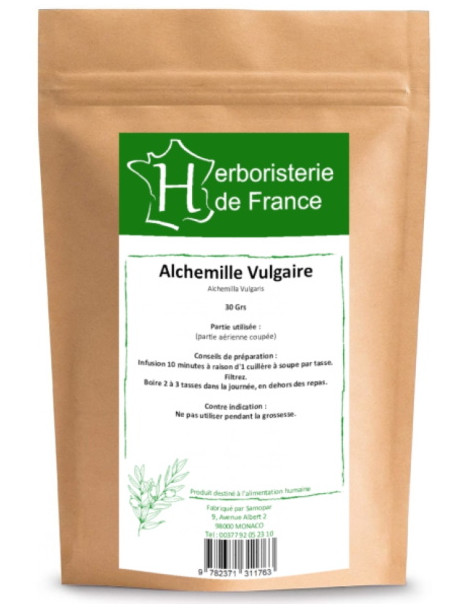 Tisane Alchémille Vulgaire 30 gr Herboristerie de France règles douloureuses oedèmes femme Abcbeauté