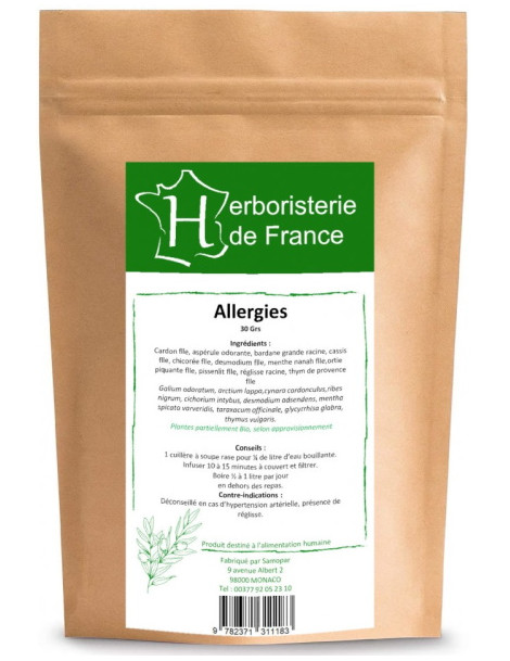 Tisane Allergies 30gr Herboristerie de France défenses naturelles modulées desmodium cassis Abcbeauté