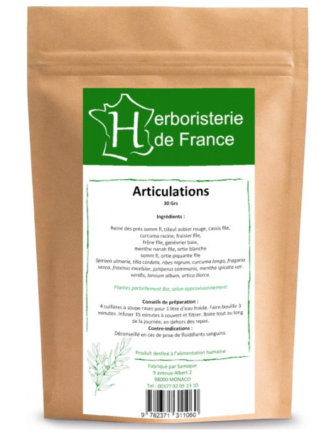 Tisane Articulations 30 gr Herboristerie de France infusion articulaire Abcbeauté