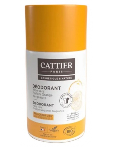 Déodorant roll on fraîcheur Bergamote Orange 50ml Cattier aloe vera contre les mauvaises odeurs Abcbeauté