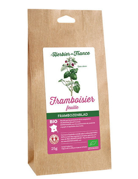 Tisane Framboisier feuille 25 gr Herbier de France lactation syndrome prémenstruel digestion Abcbeauté