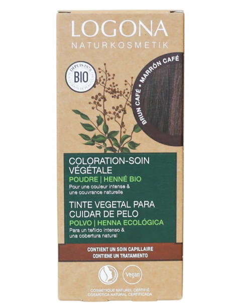 Coloration soin végétale Brun Café 100gr Logona chataigne dorée chatain foncé Abcbeauté