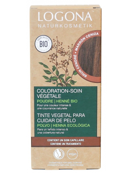 Coloration soin végétale Brun Cendré 100 gr Logona chêne doré coloration capillaire naturelle Abcbeauté