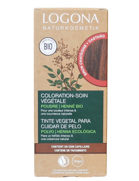 Coloration soin végétale Brun Châtaigne 100 gr Logona coloration pour cheveux blonds foncés et chatain clair Abcbeauté