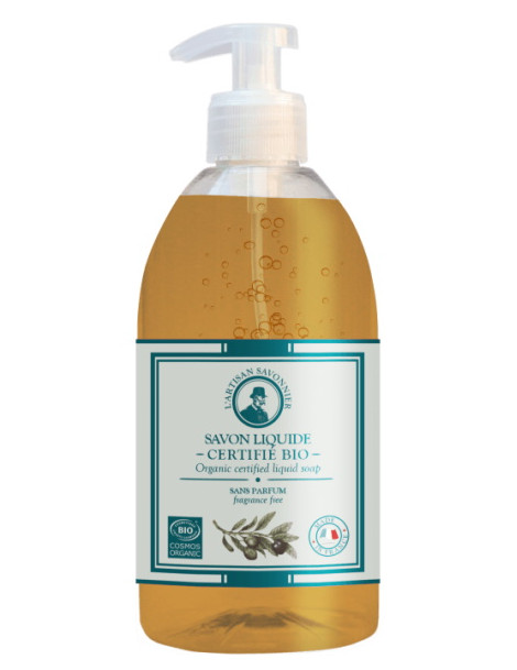 Savon liquide sans parfum 500 ml L'Artisan Savonnier base lavante végétale coco olive Abcbeauté