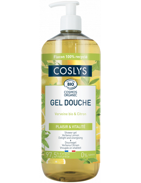 Gel douche Verveine citron 1 Litre Coslys eau florale de reine des près aloe vera douceur et vitalité Abcbeauté