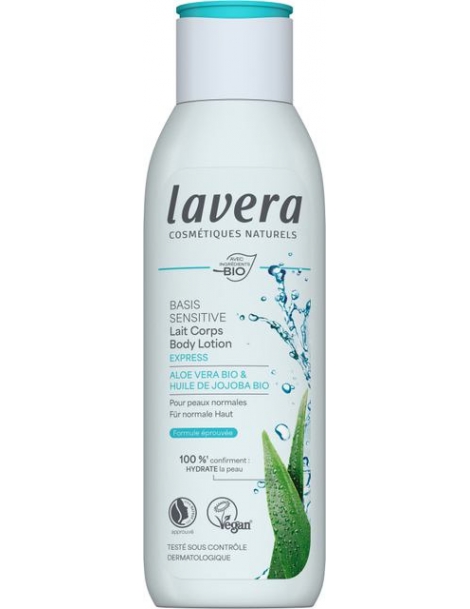 Lait corps Express Basis sensitiv 250 ml Lavera lait corporel express hydratant Abcbeauté