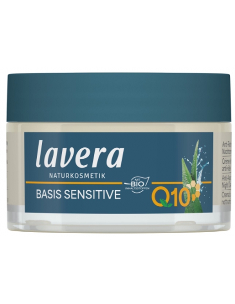 Crème de nuit anti rides à la coenzyme Q10 50ml Lavera basis sensitiv eau florale de rose de damas Abcbeauté