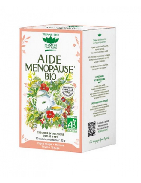 Tisane Aide Ménopause bio 20 sachets Romon Nature sueurs nocturnes bouffées de chaleur Abcbeauté