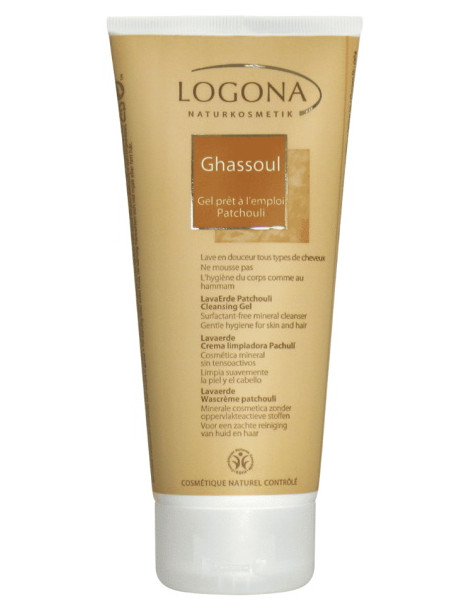 Ghassoul Gel prêt à l'emploi patchouli 200ml Logona gel capillaire et gel visage purifiant Abcbeauté
