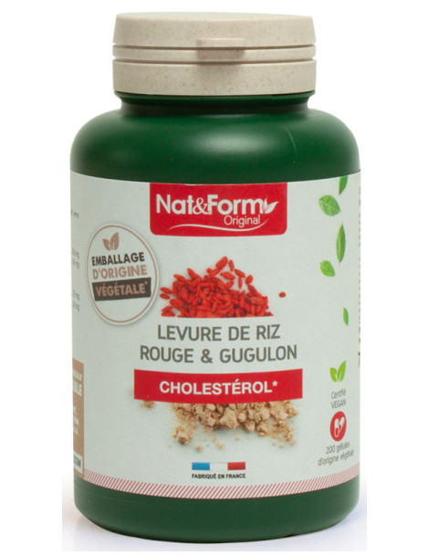 Levure de riz rouge et Gugulon 200 gélules Nat et Form monacoline commiphora mukul abcbeauté