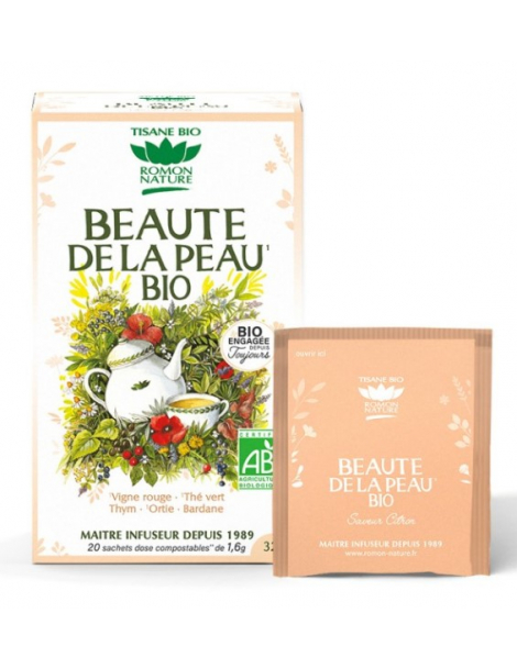 Tisane Beauté de la Peau bio 20 sachets Romon Nature dépurer pour la pureté de la peau Abcbeauté