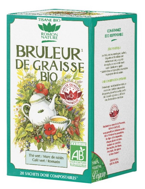 Tisane Bruleur de graisses Bio 20 sachets Romon Nature aide minceur aide à brûler les graisses de réserve Abcbeauté