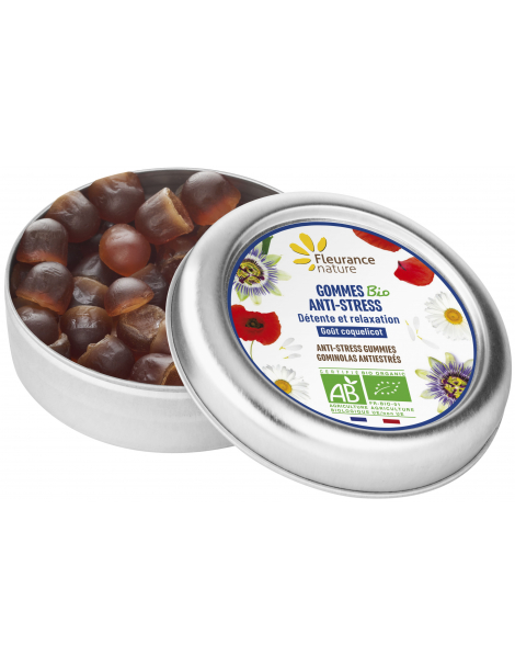 Gommes anti stress Bio arome framboise 30gr Fleurance Nature coquelicot matricaire passiflore Abcbeauté