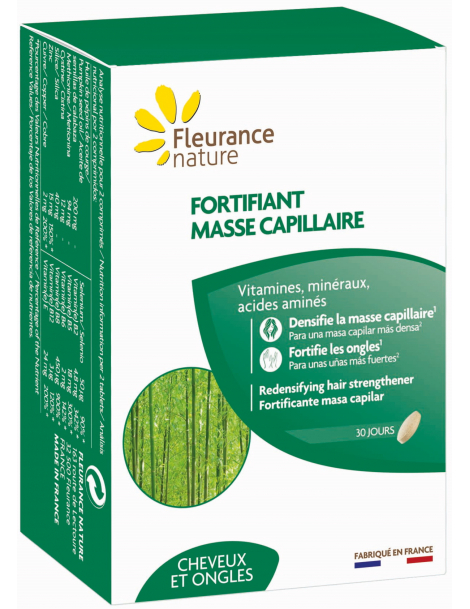 Fortifiant masse capillaire 60 comprimés Fleurance Nature cheveux ongles et peau cystine méthionine Abcbeauté