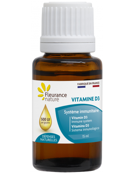 Vitamine D3 liquide et naturelle 15ml Fleurance Nature immunité ossification Abcbeauté