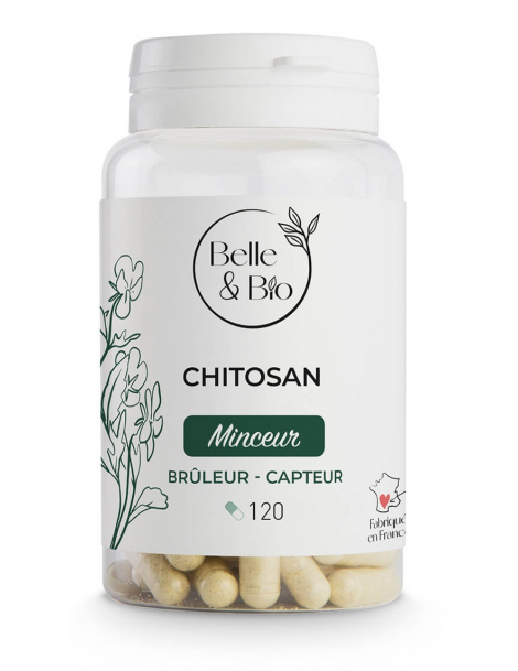 Chitosan naturel 120 gélules Belle et Bio chitine de crustacés capteur de graisses Abcbeauté