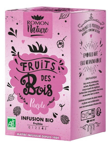 Infusion plaisir Fruits des Bois bio 16 sachets Romon nature tisane vivifiante et calmante déstressante Abcbeauté