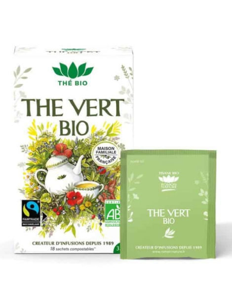 Tisane Thé vert bio 18 sachets Romon Nature thé bio non fermenté camellia tea Abcbeauté