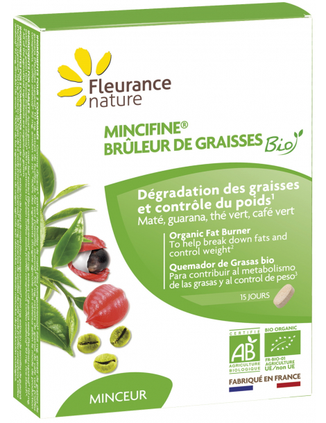 Mincifine brûleur de graisses Bio 30 comprimés Fleurance nature thé vert café vert maté guarana Abcbeauté