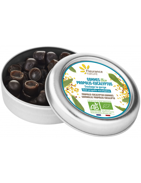 Gommes Propolis Eucalyptus Bio 35 gr Fleurance Nature huile essentielle eucalyptus réglisse Abcbeauté