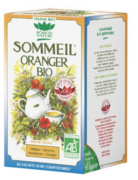 Tisane sommeil Oranger Bio 20 sachets Romon Nature mélisse marjolaine Abcbeauté herboristerie