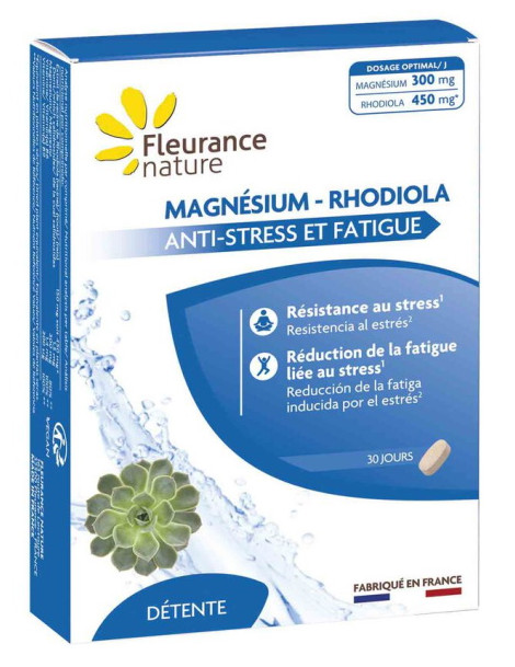 Magnésium Rhodiola 30 comprimés Fleurance Nature anti stress anti fatigue abcbeauté