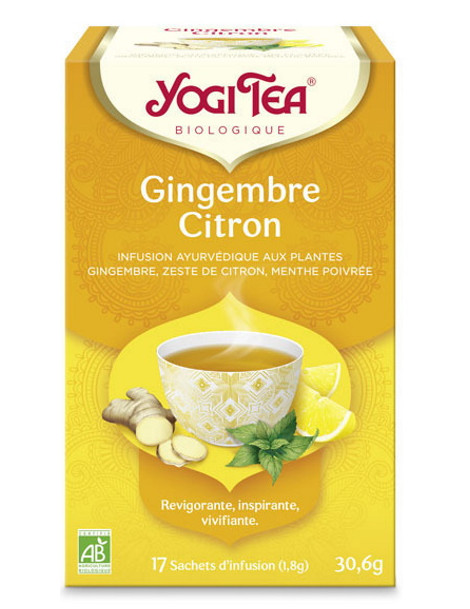 Infusion Gingembre Citron 17 infusettes Yogi Tea tisane défenses naturelles énergie Abcbeauté herboristerie