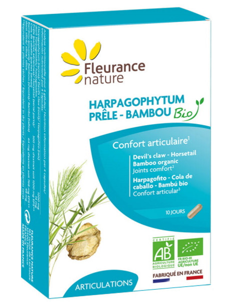 Harpagophytum Prêle Bambou Bio 40 gélules Fleurance Nature confort articulaire abcbeauté