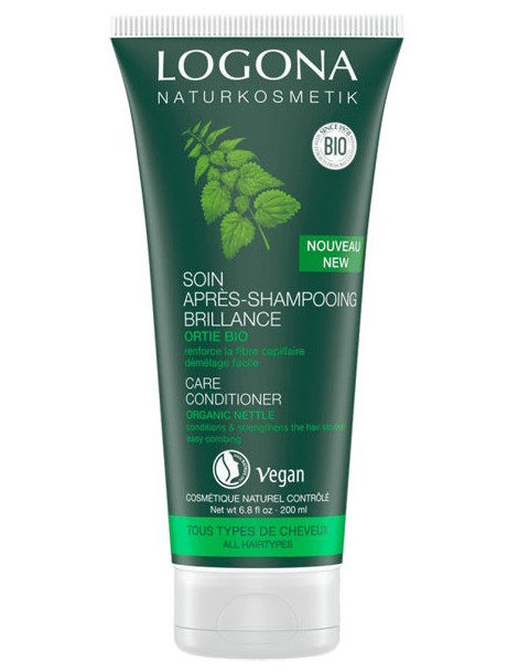 Soin Après shampooing brillance ortie 200 ml Logona arginine silicium coco jojoba Abcbeauté