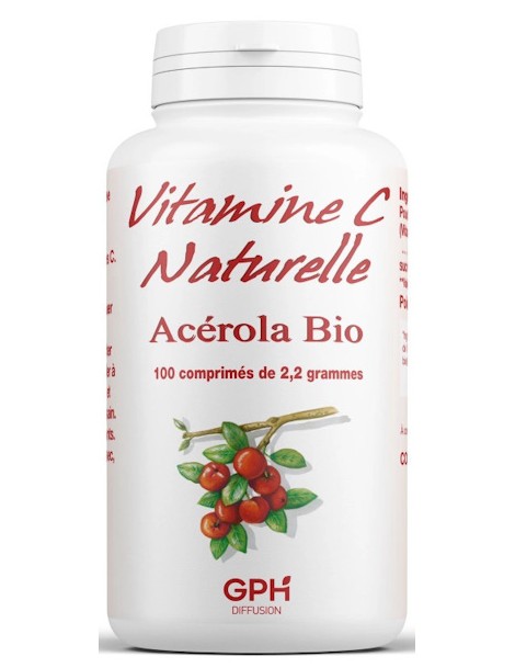 Acérola 1000 Bio 100 comprimés GPH Diffusion vitamine c naturelle 100 jours de cure Abcbeauté