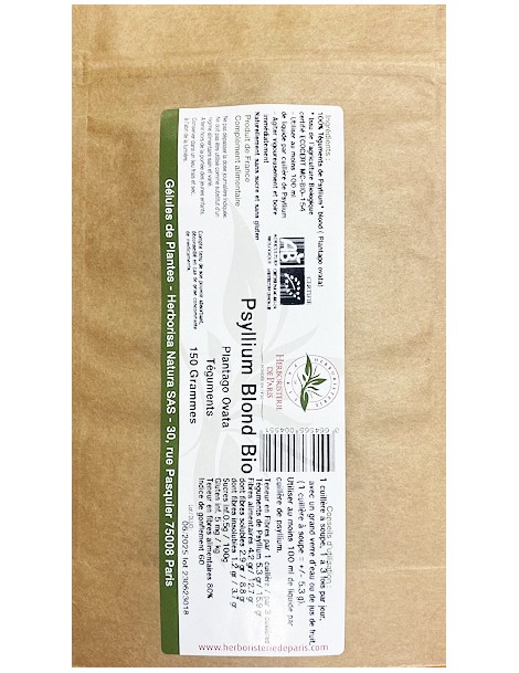 Psyllium blond Ispaghul bio 150 gr Herboristerie de Paris téguments de plantago ovata Abcbeauté