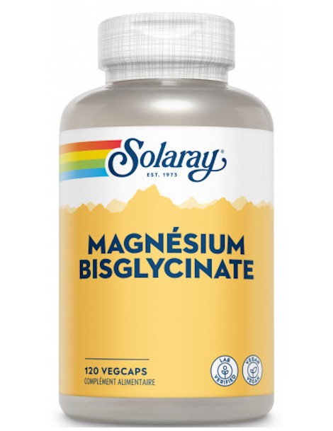 Bisglycinate de Magnésium 120 gélules Solaray action sur le système nerveux Abcbeauté minéraux oligo-éléments