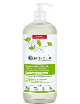 Shampoing Douche pour toute la famille 1 Litre Centifolia aloe vera ginkgo protéines de pois Abcbeauté
