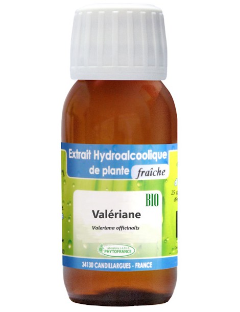 Extrait hydro alcoolique Valériane BIO 60 ml Phytofrance sommeil et relaxation Abcbeauté herboristerie
