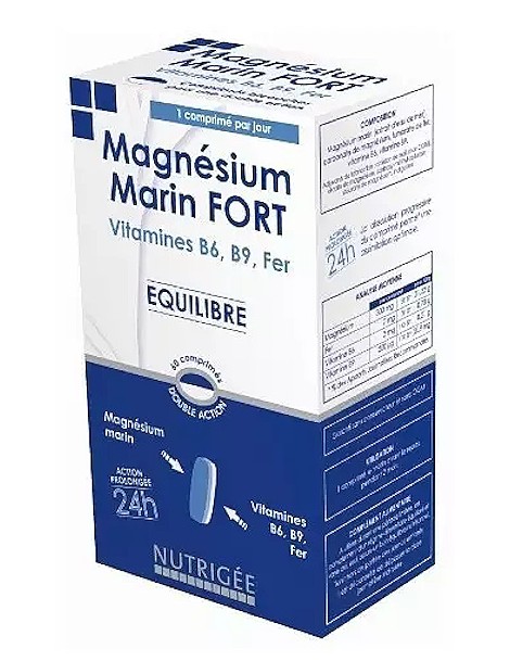 Magnésium Marin Fort B6 B9 Fer 30 comprimés bi couche Nutrigee aide les conditions psychologiques Abcbeauté