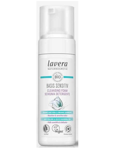 Mousse nettoyante Basis sensitiv 150 ml Lavera retire les impiretés sans dessecher la peau sensible abcbeauté